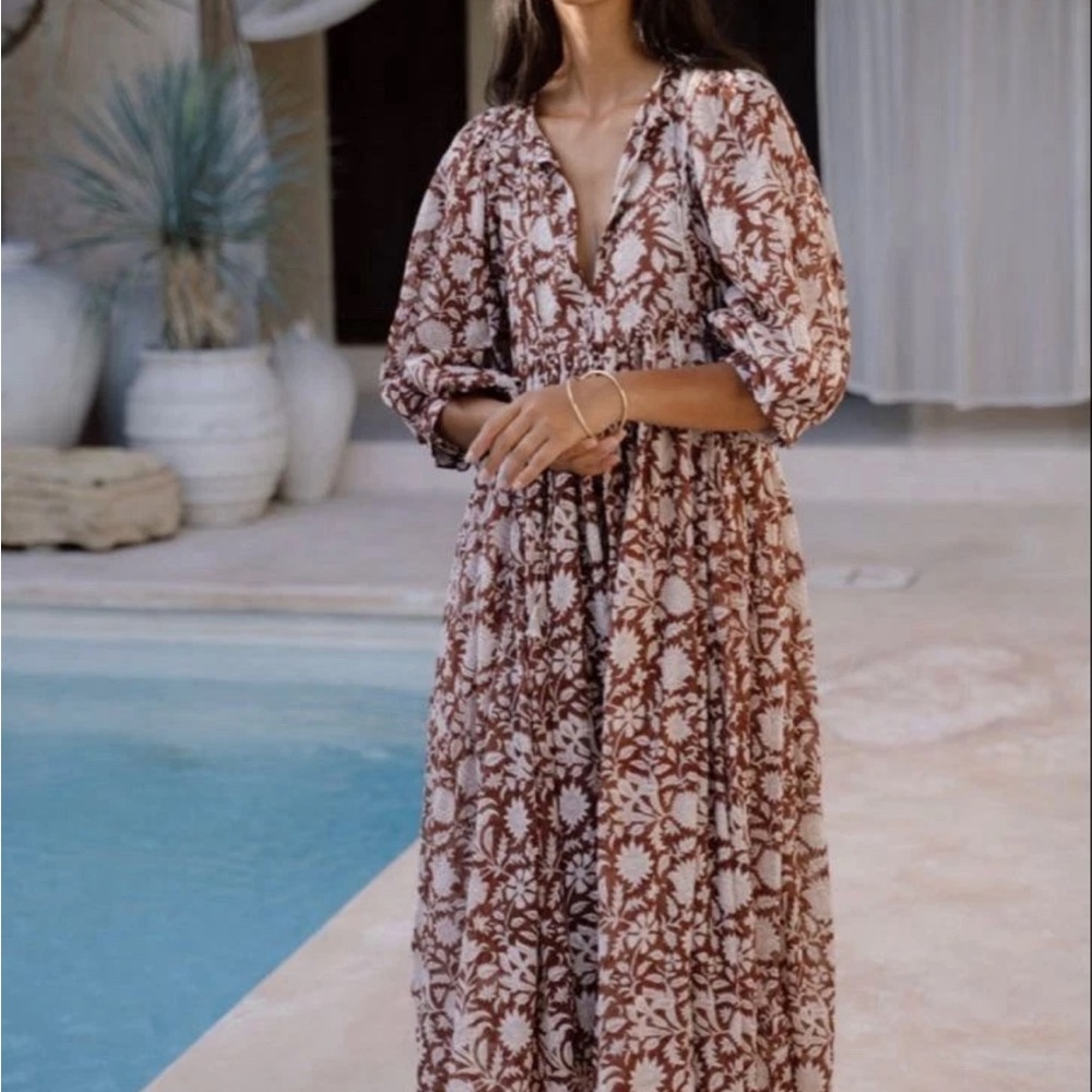 Daughters of India Kyra Wine XL AU 14/16 us 10/13 Floral Maxi Dress - Picture 2 of 4
